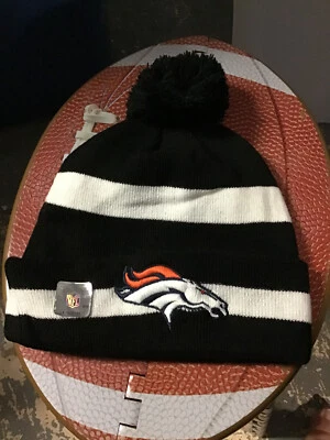 Denver Broncos NFL черный белый полоски трикотажа шляпа крышка Beanie OSFM Super Bowl XLVIII - Изображение 1 из 3