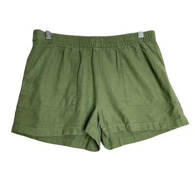 J. Pantalones Cortos Crew Factory Mezcla de Lino con Cordón para Mujer S Desteñido Verde Musgo Preppy Foto 1 de 4