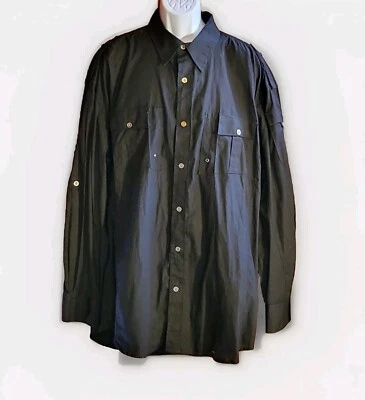 Camisa negra Attitude dorada con botones manga larga para hombre talla 3XL  Foto 1 de 4