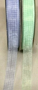 10 yards SHEER GINGHAM CHECK RIBBON 5/8" wide (your choice of 2 colors) - Picture 1 of 3