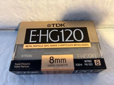 TDK EHG120 E-HG 120 Metal Particle 8MM Camcorder Video Cassette NTSC P6-120 New - Image 1 of 2