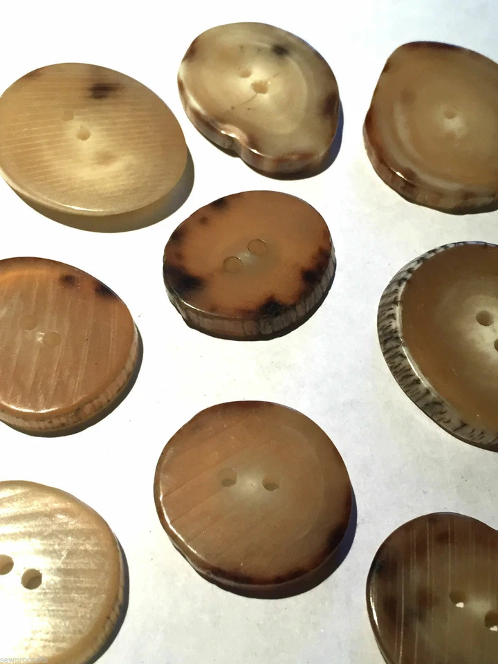 Genuine Buffalo Horn Flat Buttons 30mm - 2 Holes - Light Brown Duffle Coat Craft - Image 1 of 1