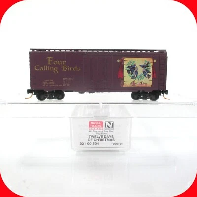 N Scale **FOUR CALLING BIRDS** 12 Days Christmas Box Car - MICRO TRAINS 02100504 - Image 1 of 4