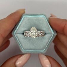 Engagement Ring Set Diamond Oval Cut 950 Platinum 4.15 Carat IGI GIA Lab Created