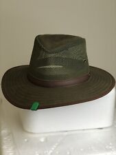 Outback Trading NEW SAFARI WEST LARGE MESH OILSKIN HAT MADE IN USA OLIVE GREEN.