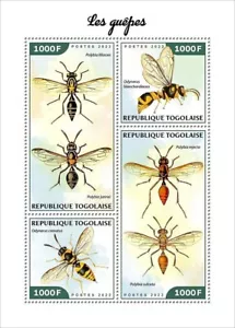 WASPS / Flying Winged Insects / Wasp MNH 4v-Stamp Sheet #83 (2022 Togo) - Picture 1 of 1