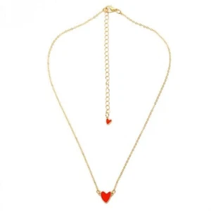 Collar Happy Heart Doodle Charm 925 rojo para mujer - Imagen 1 de 7