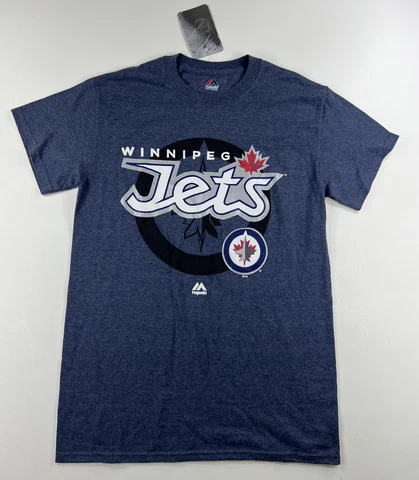 NWT - MAJESTIC - Mens Size Small - NHL WINNIPEG JETS, Blue-Grey, Cotton/Polyest Cover