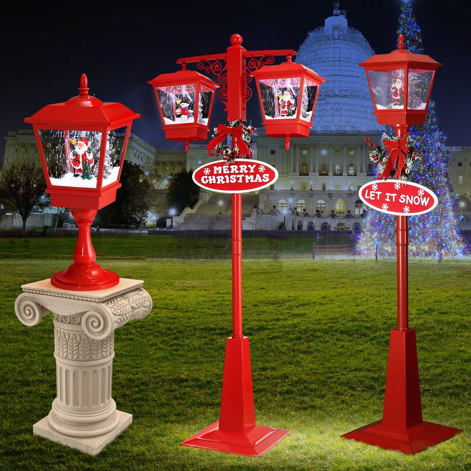 Christmas LED Street Light Post Xmas Decoration Snowing Music Outdoor Lamp - image 1 of 1