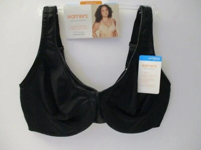 Warners bra signature support satin underwire size 38 DDD style 35002A Black   - Image 1 of 4