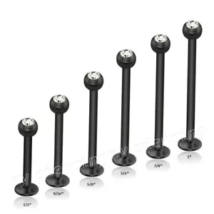 2 Stk. Edelstein Top eloxiert Chirurgenstahl extra lang Labret Wangenpiercing 16G 14G - Bild 1 von 2