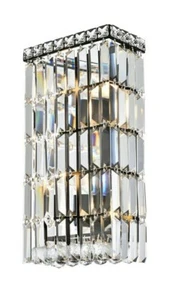 Wall Sconce Crystal Light Fixture Black with Silver Bedroom Bathroom Dining Room - Picture 1 of 6