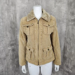 Vintage Esprit Corduroy Jacket M Sherpa Collar Faux Fur 90s Y2K Utility Coat - Picture 1 of 13