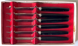 Cuchillos para carne E Parker & Sons 3709 Sheffield England asas de plástico vintage años 70 - Imagen 1 de 8