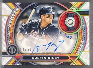 Patch Topps Tribute Austin Riley 2023 RARA/50 AUTO con adesivo codice card Braves - Foto 1 di 2