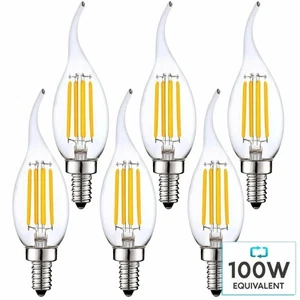 Luxrite Candelabra LED Light Bulbs 100W Equivalent 3000K CA11 E12 Base 6-Pack - Picture 1 of 7
