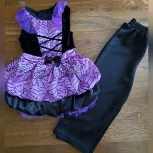 GIRLS 3t purple spiderweb witch Halloween costume - Picture 1 of 12