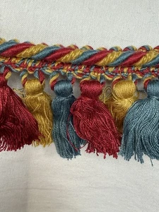 Tassel Trim yellow red blue ornate rope gimp soft STUNNING 2.5" 15.5 yards - Picture 1 of 2