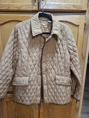 NWOT Camel Brown Quilted Coat.  Chico Sz 2 / US sz Lrg 12/14. Super Nice!! - Image 1 of 4