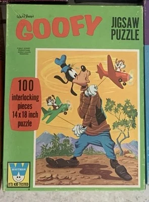 Whitman 4610 Walt Disney GOOFY CHIP & DALE Jigsaw Puzzle 100 Pieces COMPLETE - Image 1 of 2