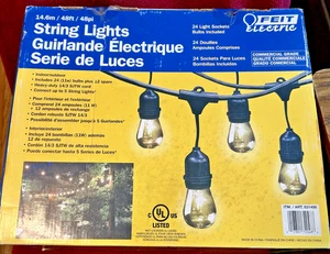 FEIT ELECTRIC CO COMMERCIAL GRADE STRING LIGHTS 48 FT 36 BULBS NEW SURPLUS - Picture 1 of 9