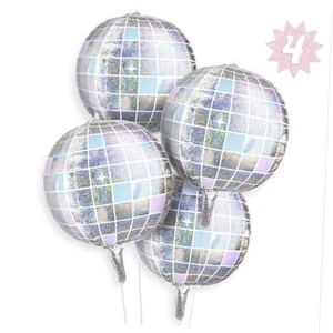 Iridescent Disco Ball Foil Balloons - 4 pk, 22" | Last Disco Bachelorette - Picture 1 of 5