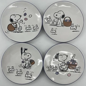 Peanuts - Snoopy Easter Bunny Fun Appetizer Plates - Set of 4 - Picture 1 of 5