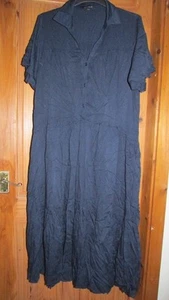 ladies navy blue button through summer dress by Blue Banana size L(18-20) - Picture 1 of 2