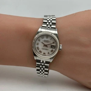 Rare Rolex Lady Datejust 79174 18k White Gold Steel Decorated MOP Dial Watch  - Picture 1 of 9