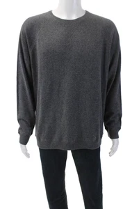 Kinross Mens Long Sleeve Cashmere Coverstitch Crew Neck Sweater Gray Size XL - Picture 1 of 5