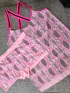 Juego de ropa de dormir de dos piezas con estampado geométrico rosa sin límites XL/XG (16-18) - Imagen 1 de 6