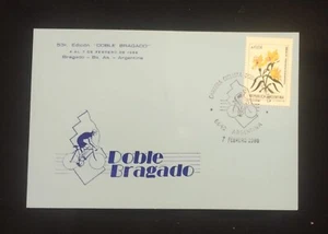 C) 1988. ARGENTINA. FDC. DOUBLE BRAGADA CYCLING RACE. YELLOW FLOWER STAMP. XF - Picture 1 of 1