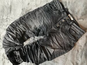 ❌ JEWELLY Premium Damen Jeans Hose Boyfriend Baggy Knöpfe schwarz grau 34/36-42