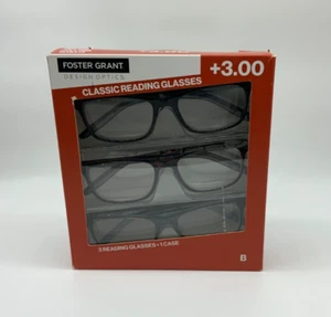 Foster Grant Classic Reading Glasses +3.00 – 3 Pack | UVA-UVB Lens Protection - Picture 1 of 2