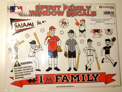 MIAMI FLORIDA MARLINS MLB Family Spirit Calcomanías Ventana BÉISBOL Fan Adhesivo Coche Foto 1 de 2