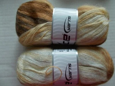 Hilos de hielo Angora Elite hilo, tonos marrones crema, lote de 2, (604 yardas ea) Foto 1 de 2