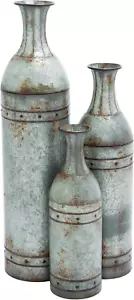 Metal Handmade Decorative Vase Tall Galvanized Floor Centerpiece Vases with Stud - Picture 1 of 9