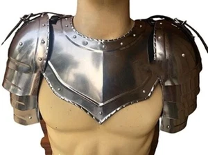 Gorget gótico medieval con caballetes garganta de hierro medieval armadura de hombro disfraz - Imagen 1 de 4