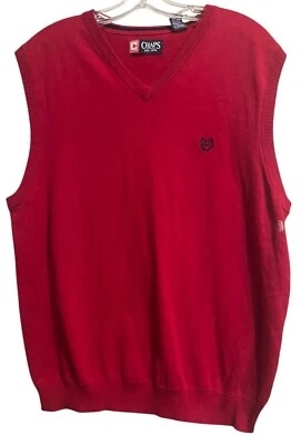 Chaps Men's Large NWT Red Knit Sweater Vest Logo Cotton Classic Golf Easy Care - Image 1 of 4