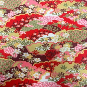Tela de algodón japonés oro rojo 150 cm de ancho, ideal para confeccionar, por 50 cm - Imagen 1 de 1