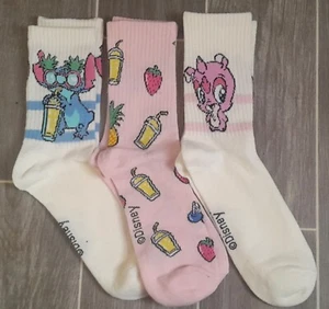 NEW Disney Lilo & STITCH & Mr Stenchy Summer 3x Ladies Ankle Socks UK Size 4-8 - Picture 1 of 2