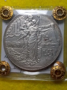 ITALIEN KÖNIGREICH V.E.III. 5 LIRE 50 JAHRE 1861/1911 SELTEN GUTACHTEN SPL SILBER - Bild 1 von 4