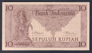 INDONESIA P-43 b. 1952 10 Rupiah.. UNC - Imagen 1 de 2