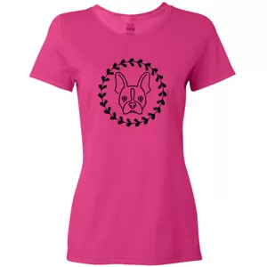 Inktastic Boston Terrier Dog Gift Idea Women's T-Shirt Pet Puppy Art Breed Tees - Picture 1 of 3