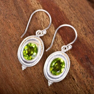 Peridot Gemstone 925 Sterling Silver Jewelry Earrings ,Elegant Earrings For Her - Picture 1 of 3
