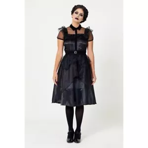 NEW Wednesday Addams Prom Dress Ladies Gothic Fancy Dress Costume Cosplay Spooky - Picture 1 of 4