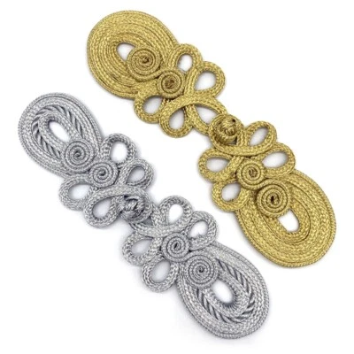 1pc Large Ethnic Frog Fasteners Closure Button Knots Retro DIY Silver Gold Multi - Image 1 of 4
