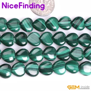 Cuentas de piedras preciosas naturales corazón malaquita verde fabricación de joyas 8 mm 10 mm 12 mm hilo - Imagen 1 de 23