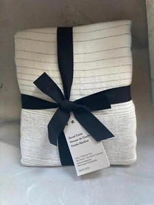 Nueva funda nórdica West Elm europea lino graduado rayas king blanco asfalto lino - Imagen 1 de 3