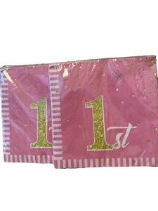 B1G1 Free! 1st Birthday Pink Luncheon Napkin (16). Birthday Party Girl Fast Ship - Picture 1 of 3